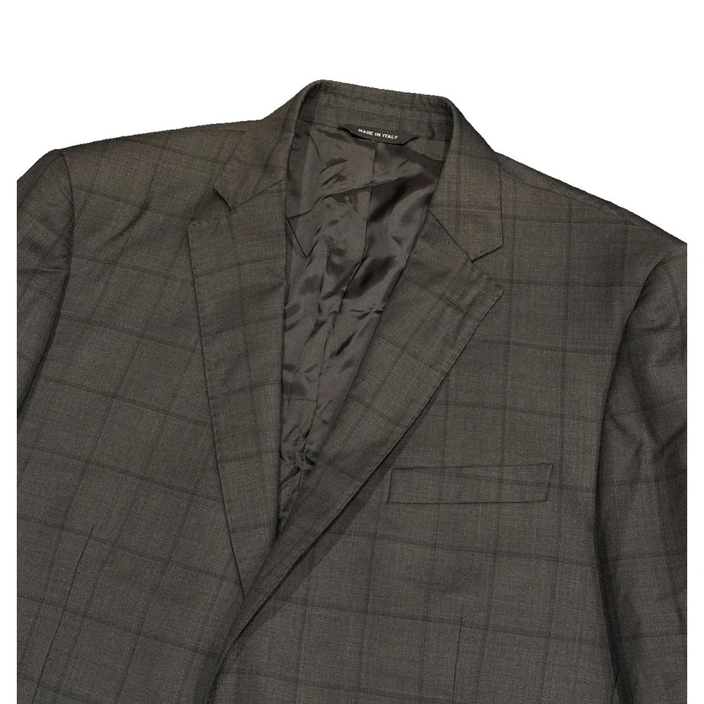 Ermenegildo Zegna Cloth Traveller Saks Wool Silk Gray Windowpane Suit Men's 44
